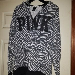 PINK hoodie, black/white, size M